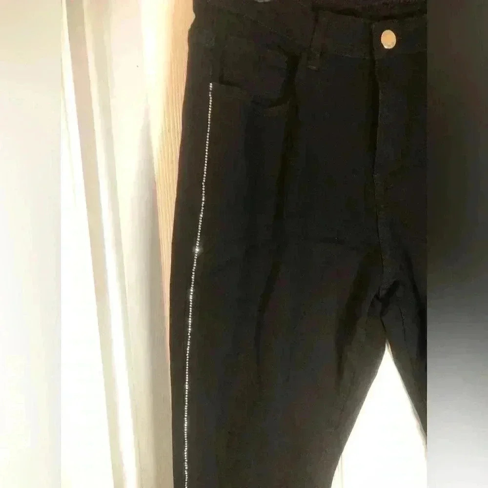 Black Jeans with Silver Large Glitter Detail - Picture 3 of 14